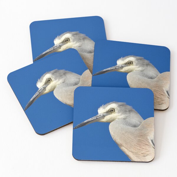 Item preview, White faced heron close-up designed and sold by Mark Grimsley.