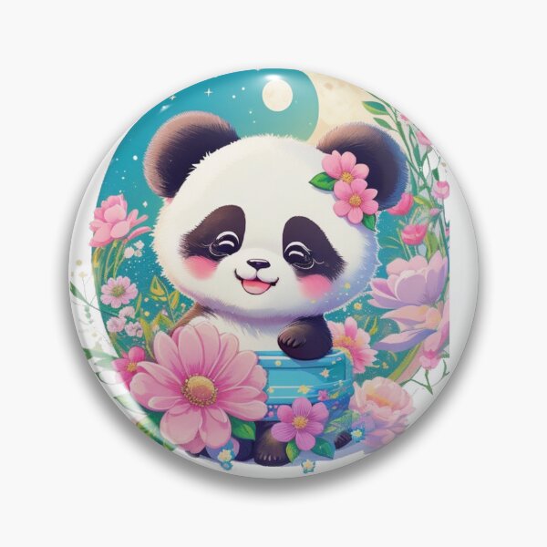 Item preview, Happy and cute  floral panda  designed and sold by Gigglyvibes.