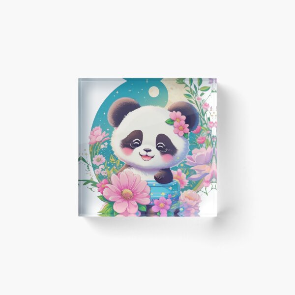 Item preview, Happy and cute  floral panda  designed and sold by Gigglyvibes.