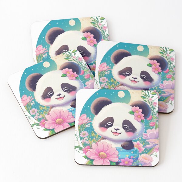 Item preview, Happy and cute  floral panda  designed and sold by Gigglyvibes.