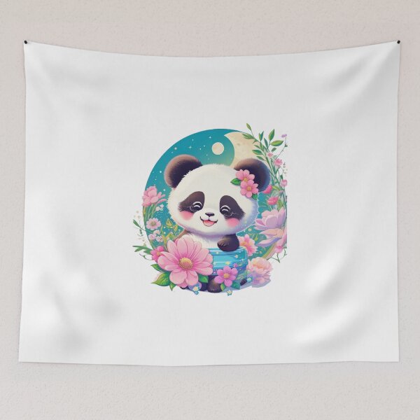 Item preview, Happy and cute  floral panda  designed and sold by Gigglyvibes.