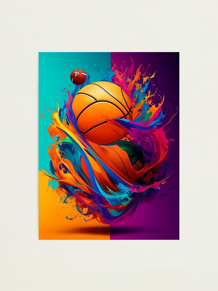 Vibrant and Artistic Basketball Design, Colorful Sports Inspiration 2  Photographic Print for Sale by CyberCollective