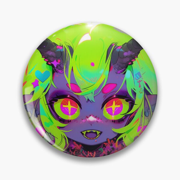 Item preview, Cute Bright Neon Little Demon Anime Girl designed and sold by bubblegoth.