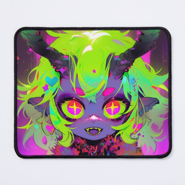Item preview, Cute Bright Neon Little Demon Anime Girl designed and sold by bubblegoth.