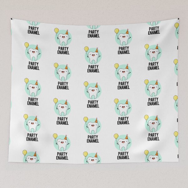 Item preview, Party Enamel Funny Tooth Puns  designed and sold by punnybone.