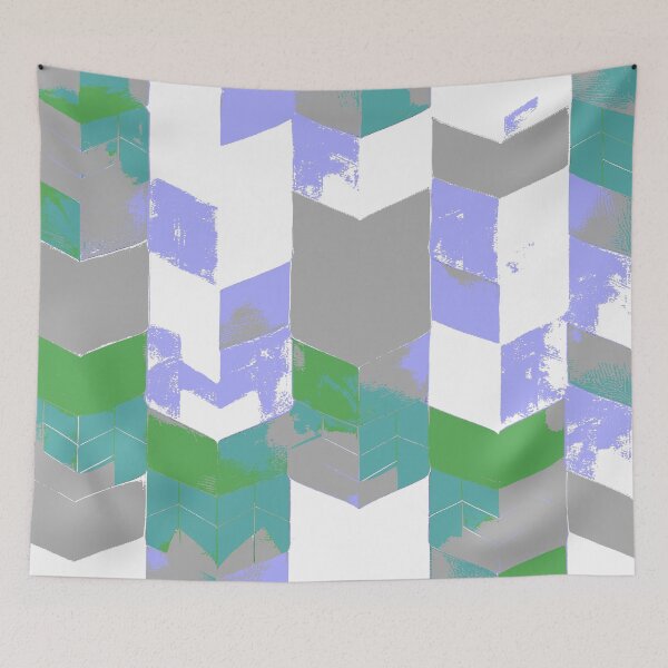 Item preview, Abstract Angular Geometric Shapes in Purple Green and Gray designed and sold by deniselynnimage.