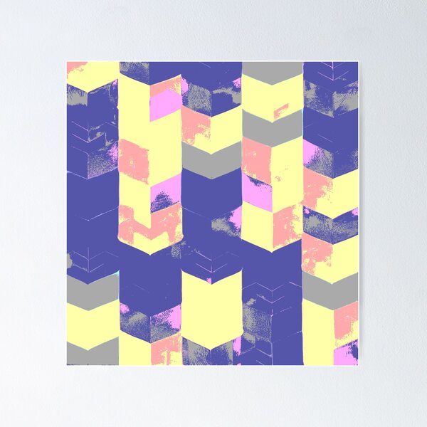 Item preview, Abstract Angular Geometric Shapes in Yellow Pink and Blue designed and sold by deniselynnimage.