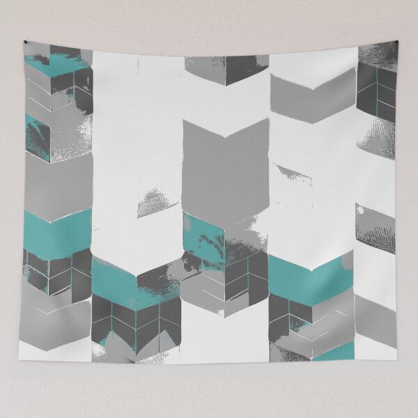 Item preview, Abstract Angular Geometric Shapes in Gray and Sea Green designed and sold by deniselynnimage.