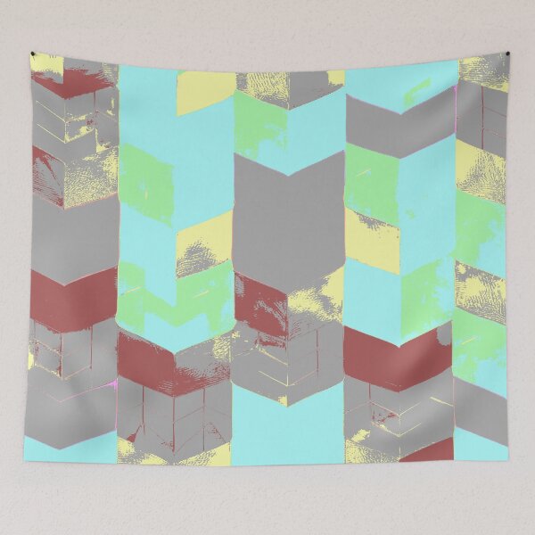 Item preview, Abstract Angular Geometric Shapes in Mint Green Yellow and Rustic Colors designed and sold by deniselynnimage.