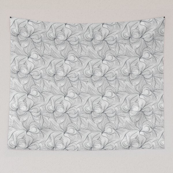 Item preview, black curved lines with white background pattern design designed and sold by Trendy-Artistry.