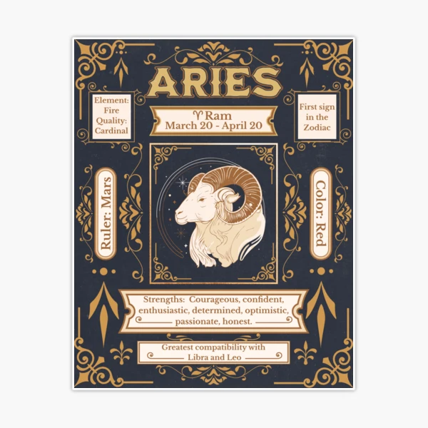 The First Astrological Sign of the Zodiac Aries Sticker