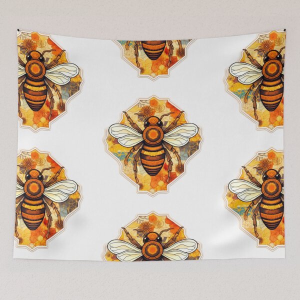 Item preview, Floral patchwork honeybee  designed and sold by Christiana Nicole.