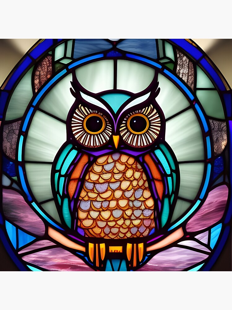 Owl with Flowers Stain Glass