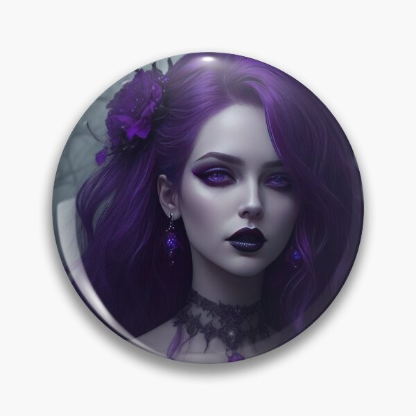 Item preview, A sultry purple haired gothic seductress surrounded by roses in a dark scene designed and sold by Good Candy.