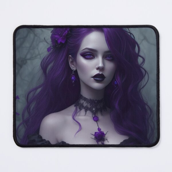 Item preview, A sultry purple haired gothic seductress surrounded by roses in a dark scene designed and sold by Good Candy.