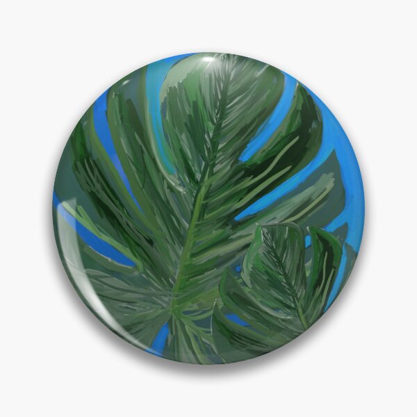 Item preview, Blue and two Green leaves of monstera- Abstract Art | abstract art | abstract painting  designed and sold by KARTICK DUTTA.