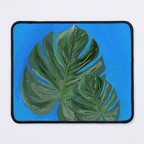 Item preview, Blue and two Green leaves of monstera- Abstract Art | abstract art | abstract painting designed and sold by KARTICK DUTTA.