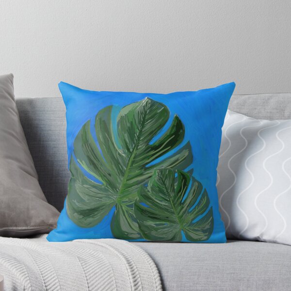 Item preview, Blue and two Green leaves of monstera- Abstract Art | abstract art | abstract painting  designed and sold by KARTICK DUTTA.