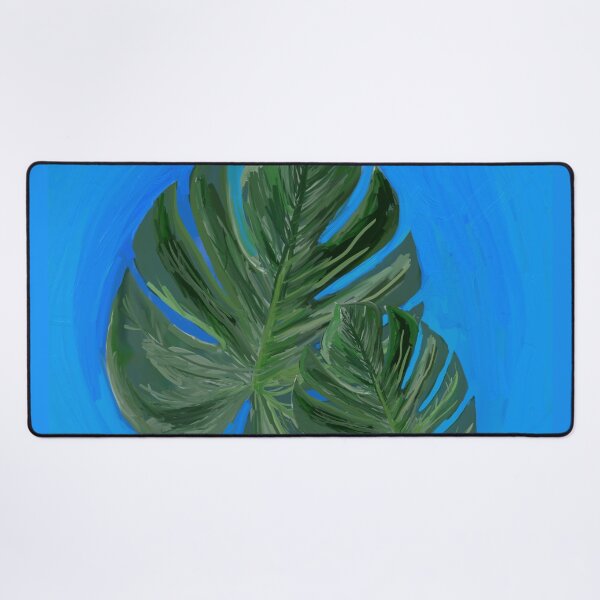 Item preview, Blue and two Green leaves of monstera- Abstract Art | abstract art | abstract painting designed and sold by KARTICK DUTTA.