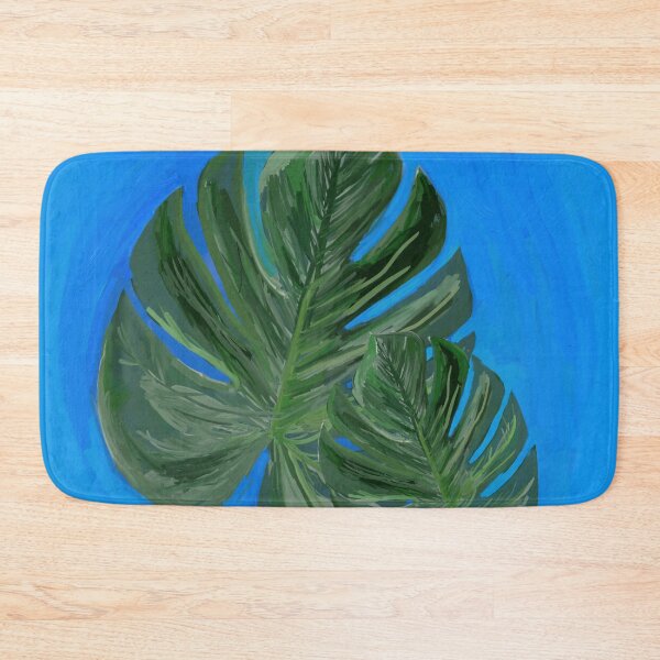 Item preview, Blue and two Green leaves of monstera- Abstract Art | abstract art | abstract painting  designed and sold by KARTICK DUTTA.