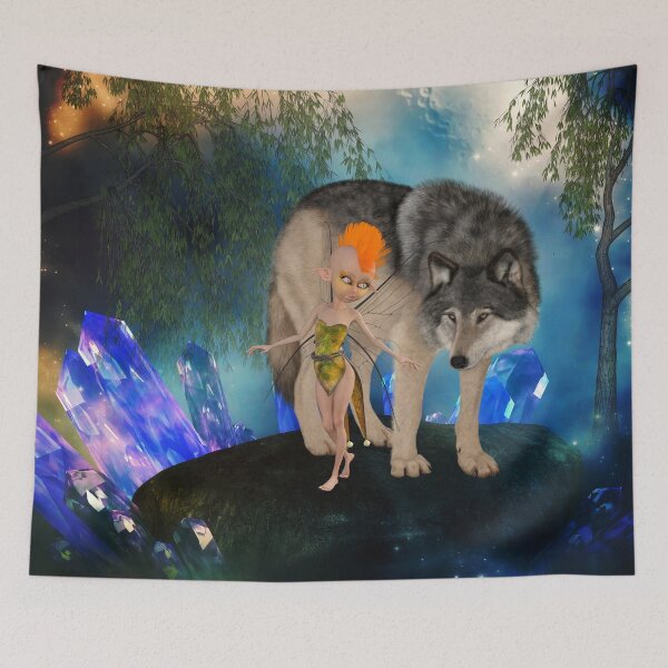 Item preview, Two unlikely friends the  fairy and the wolf designed and sold by nicky2342.