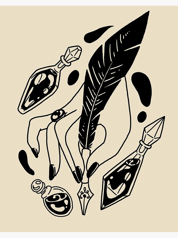 Illustration Ink And Feather Writing Feather Pen And Ink Drawing