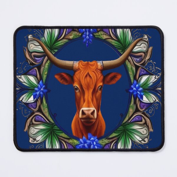 Item preview, Longhorn Cattle Surrounded By A Wreath Of Bluebonnet designed and sold by taiche.