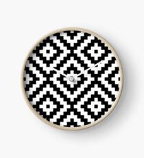 Aztec Symbol Block Ptn BW2 Clock