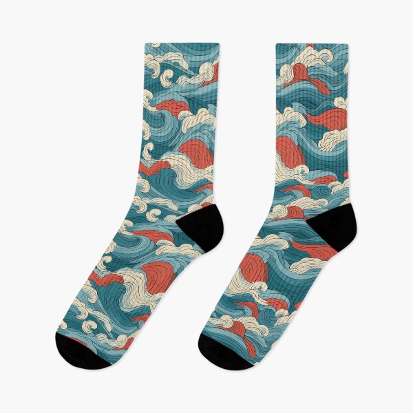 Item preview, orange & blue wave pattern designed and sold by normal-design.