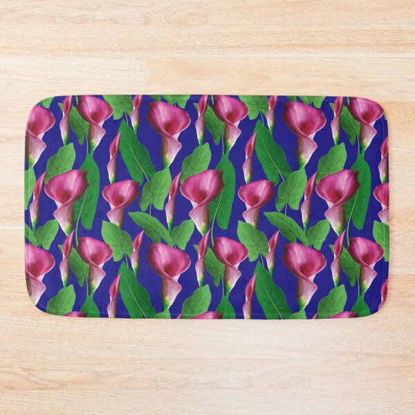 Item preview, Watercolor Calla Lily Pattern On Blue Background designed and sold by Ayesha Saleem.