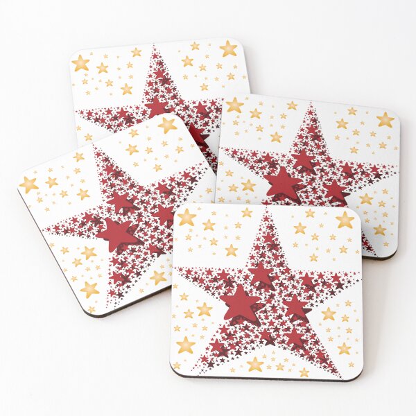 Item preview, Stars Red and Gold Golden Large and Small Pattern Christmas Accumulation designed and sold by InfinityDsigns.