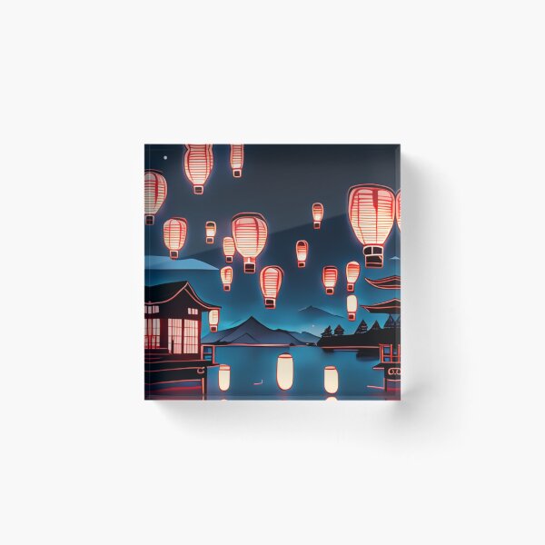 Item preview, Aesthetic Floating Lanterns Landscape designed and sold by shindeku.