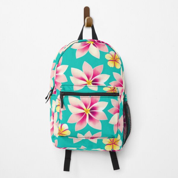 Item preview, Pink and yellow flowers on a teal-blue background designed and sold by BirdsnStuff.