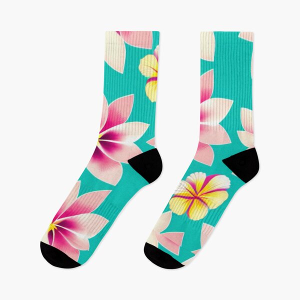 Item preview, Pink and yellow flowers on a teal-blue background  designed and sold by BirdsnStuff.