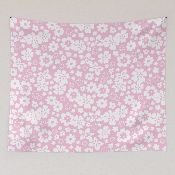 Item preview, HIBISCUS PASTEL PINK AND WHITE Y2K STYLE AESTHETIC FLOWER PATTERN 2000S COCONUT GIRL designed and sold by blomastudios.