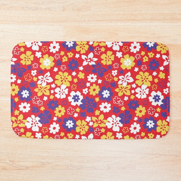 Item preview, HIBISCUS PASTEL RED YELLOW WHITE PURPLE Y2K STYLE AESTHETIC FLOWER PATTERN 2000S COCONUT GIRL designed and sold by blomastudios.