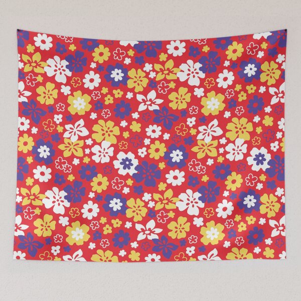 Item preview, HIBISCUS PASTEL RED YELLOW WHITE PURPLE Y2K STYLE AESTHETIC FLOWER PATTERN 2000S COCONUT GIRL designed and sold by blomastudios.