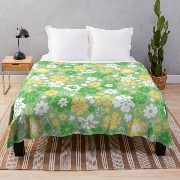 Item preview, HIBISCUS LIME GREEN YELLOW WHITE Y2K STYLE AESTHETIC FLOWER PATTERN 2000S COCONUT GIRL designed and sold by blomastudios.