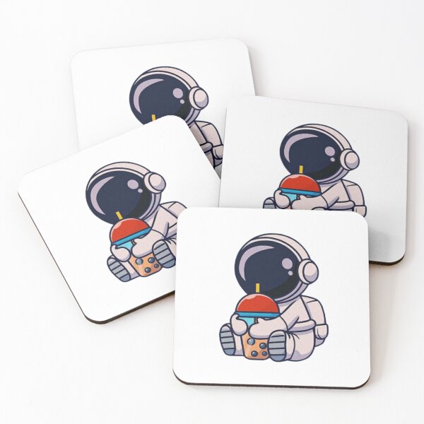 Item preview, Cute astronaut holding boba milk tea designed and sold by Stre1f.