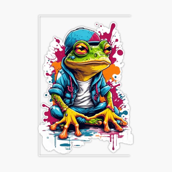 Peace Frogs Small Neon Frog Sticker, Stickers: Peace Frogs