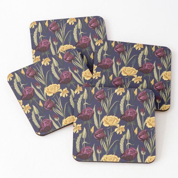 Item preview, Crimson Blooms on Dark Purple Floral Pattern designed and sold by DigitArtisan.