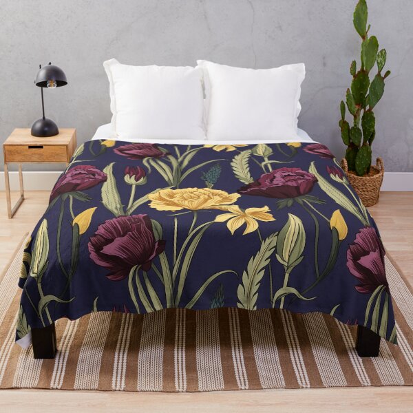 Item preview, Crimson Blooms on Dark Purple Floral Pattern designed and sold by DigitArtisan.