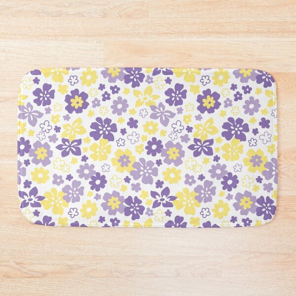 Item preview, HIBISCUS PASTEL LILAC PURPLE YELLOW Y2K STYLE AESTHETIC FLOWER PATTERN 2000S COCONUT GIRL designed and sold by blomastudios.