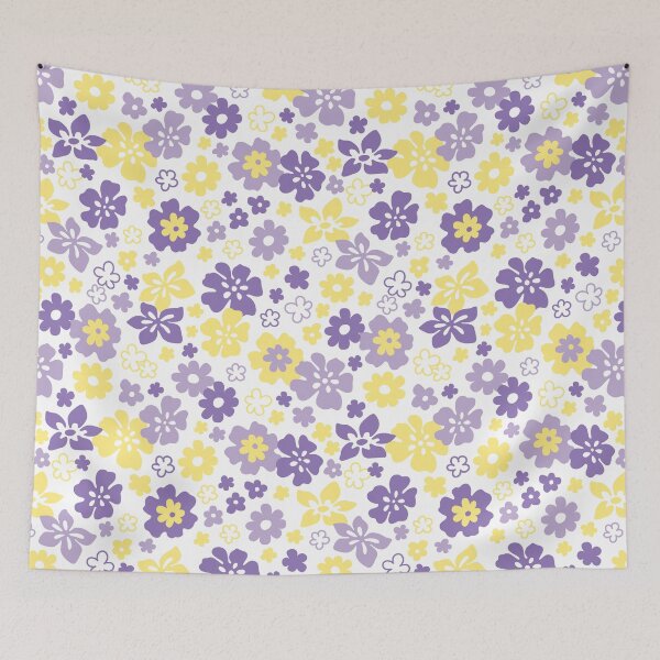 Item preview, HIBISCUS PASTEL LILAC PURPLE YELLOW Y2K STYLE AESTHETIC FLOWER PATTERN 2000S COCONUT GIRL designed and sold by blomastudios.