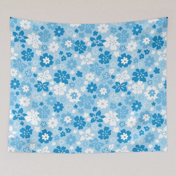 Item preview, HIBISCUS BLUE CRUSH PASTEL BLUE Y2K STYLE AESTHETIC FLOWER PATTERN 2000S COCONUT GIRL designed and sold by blomastudios.