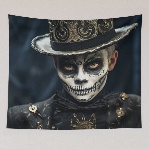 Item preview, A boy with skeleton makeup and top hat  designed and sold by isBotStore.