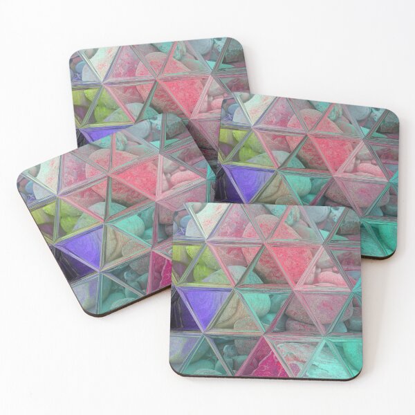 Item preview, Maximalist Abstract Art Triangles Mosaic over Colorful Beach Pebbles 1 of 4 designed and sold by Beachy.