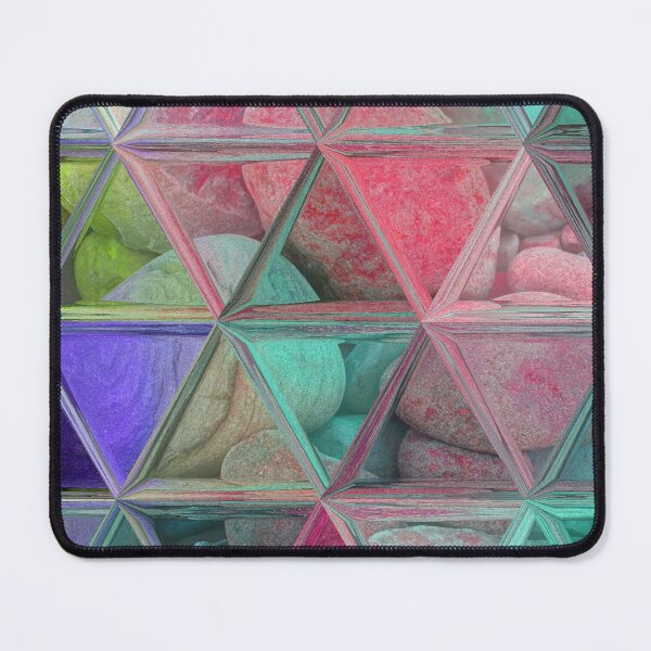 Item preview, Maximalist Abstract Art Triangles Mosaic over Colorful Beach Pebbles 1 of 4 designed and sold by Beachy.