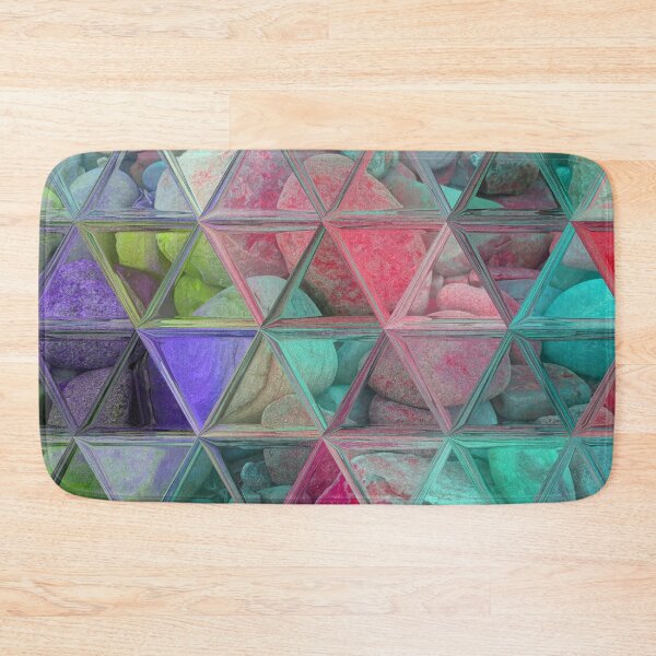 Item preview, Maximalist Abstract Art Triangles Mosaic over Colorful Beach Pebbles 1 of 4 designed and sold by Beachy.