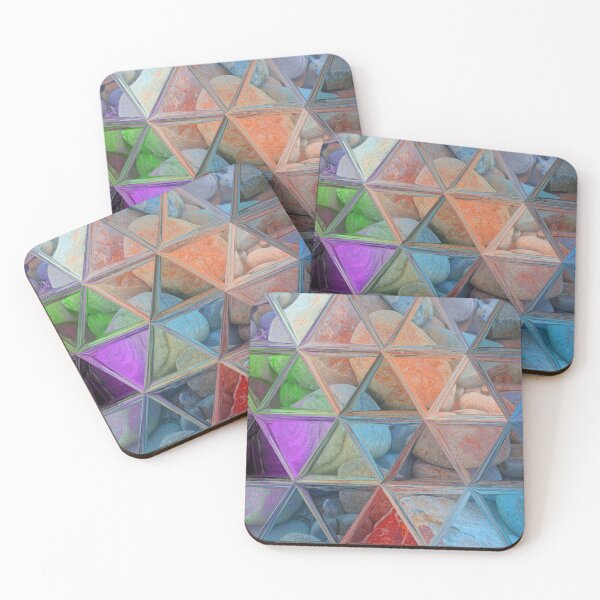 Item preview, Maximalist Abstract Art Triangles Mosaic over Colorful Beach Pebbles 2 of 4 designed and sold by Beachy.